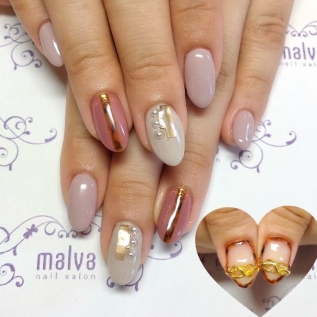 秋 デート 女子会 ハンド シンプル Nailsalon Malva 原宿店のネイルデザイン No ネイルブック