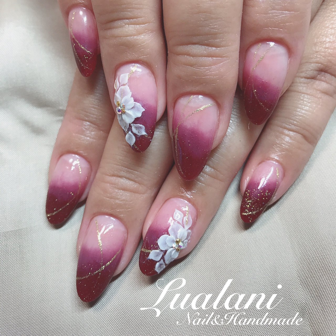 冬 ハンド グラデーション ボルドー スカルプチュア Lualani Nailのネイルデザイン No ネイルブック