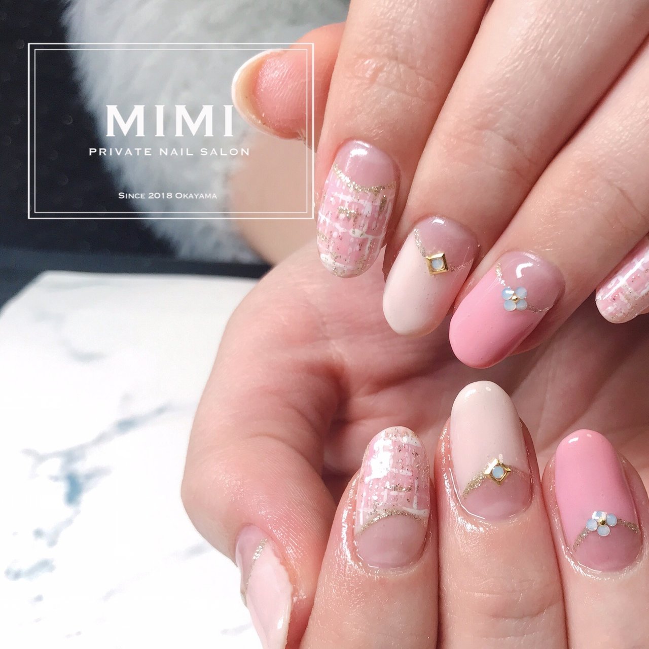 秋 冬 バレンタイン ハンド ツイード Mimi33nailのネイルデザイン No ネイルブック