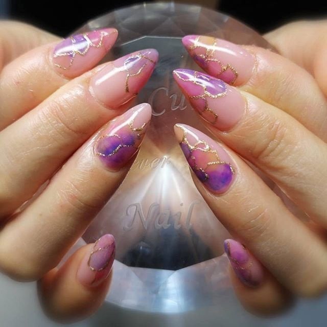 ステンドグラス タイダイ 大理石 たらしこみ ニュアンス Ecn Nailのネイルデザイン No ネイルブック