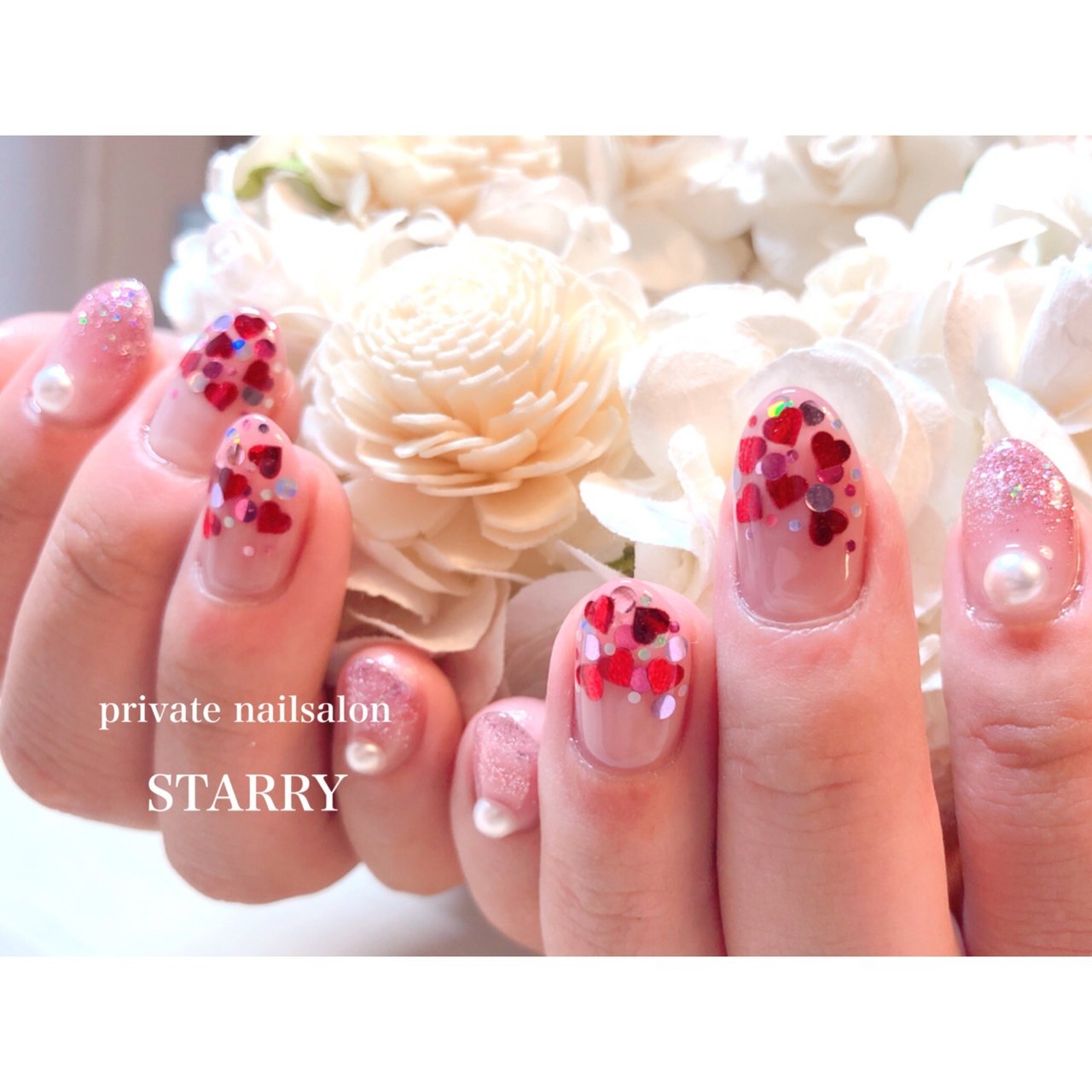 冬 バレンタイン 女子会 ハンド グラデーション Privatenailsalon Starryのネイルデザイン No ネイル ブック