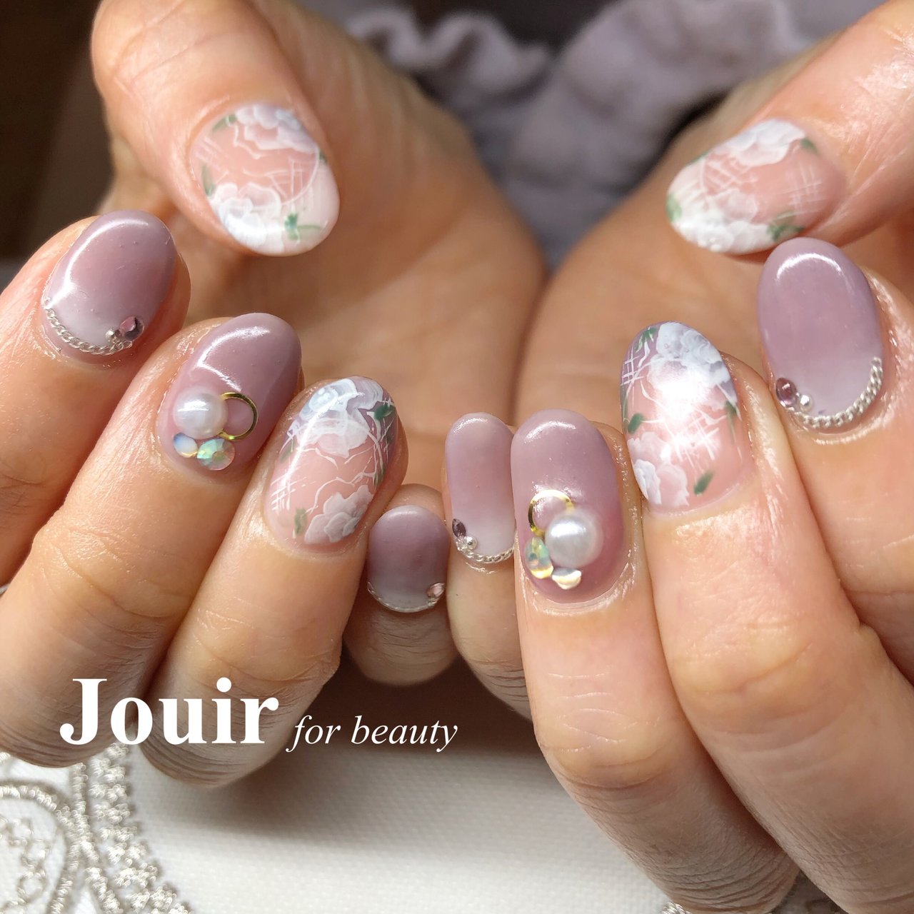 ハンド フレンチ グラデーション フラワー マット Jouir For Beauty Hair Nail Eyelash のネイル デザイン No ネイルブック