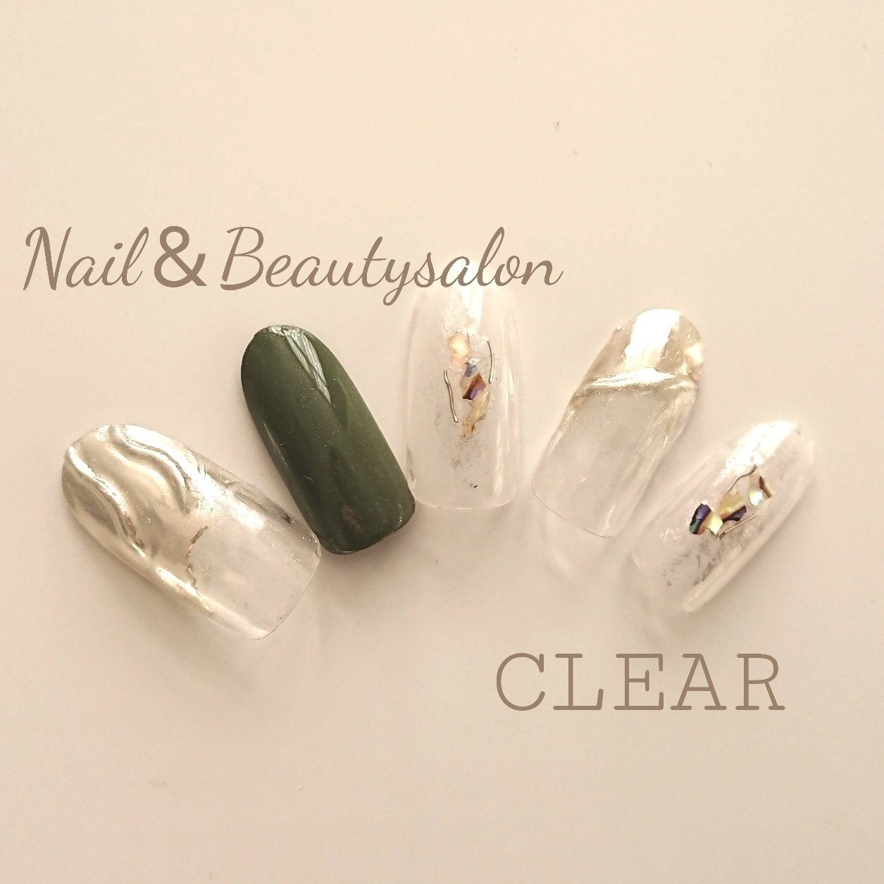 ハンド ホワイト クリア グリーン ジェル Clear Nailsalonのネイルデザイン No ネイルブック