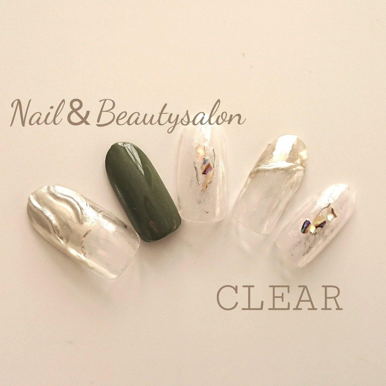 ハンド ホワイト クリア グリーン ジェルネイル Clear Nailsalonのネイルデザイン No ネイルブック