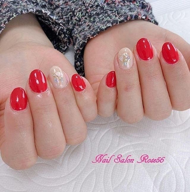 オールシーズン ハンド ラメ ワンカラー シェル Nail Salon Rose 56のネイルデザイン No ネイルブック