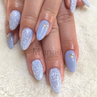 ツイード ブルー M Snailのネイルデザイン ネイルブック