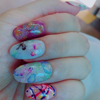 人気順 水色 セルフネイル 花火ネイルのネイルデザイン ネイルブック