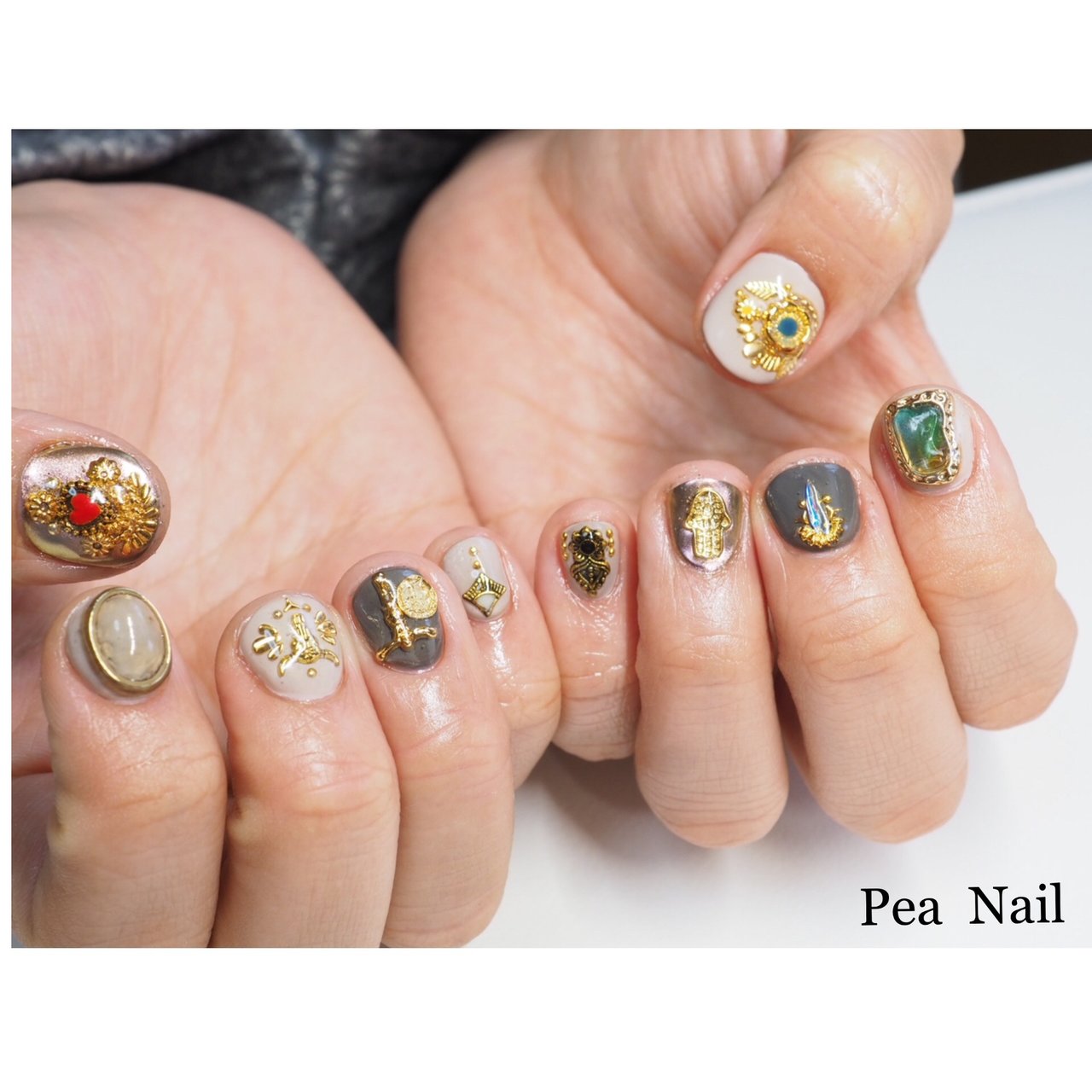 オールシーズン 旅行 ハンド ワンカラー ビジュー Pea Nail Makoのネイルデザイン No ネイルブック