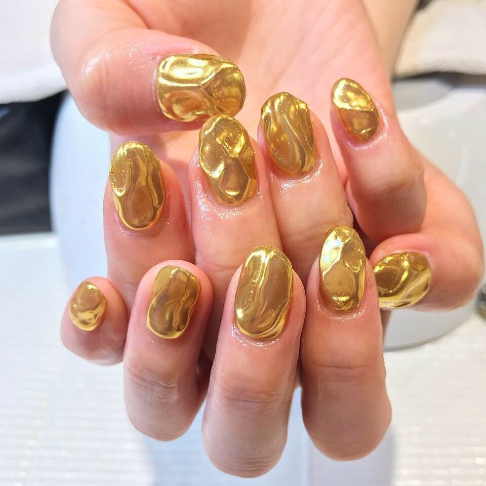 ハンド シンプル ミラー ゴールド ジェル 石田久美のネイルデザイン No ネイルブック
