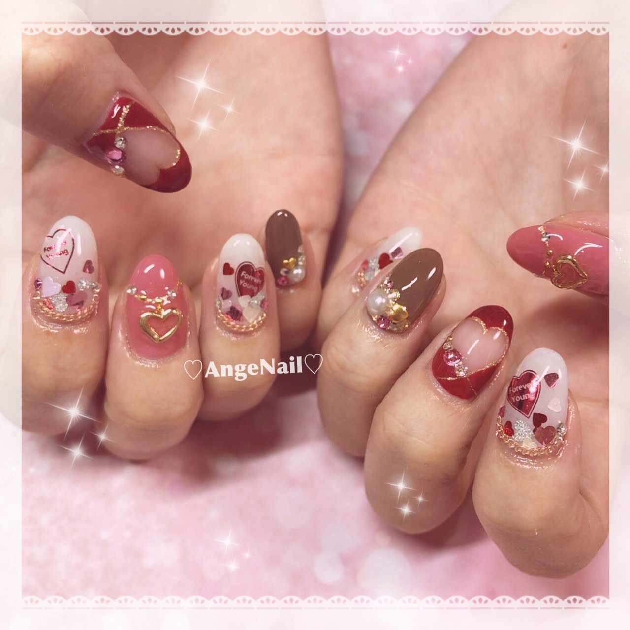 バレンタイン/ハート/ピンク/レッド/ブラウン - AngeNailの