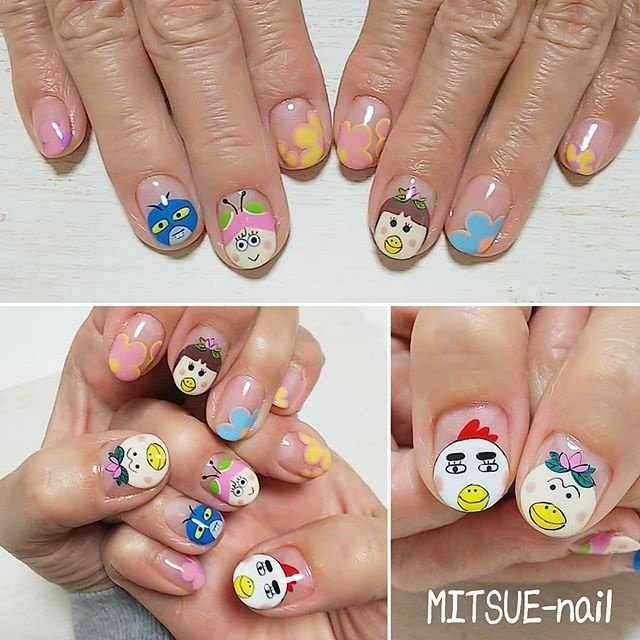 オールシーズン ハンド キャラクター ショート カラフル Mitsue Nailのネイルデザイン No ネイルブック