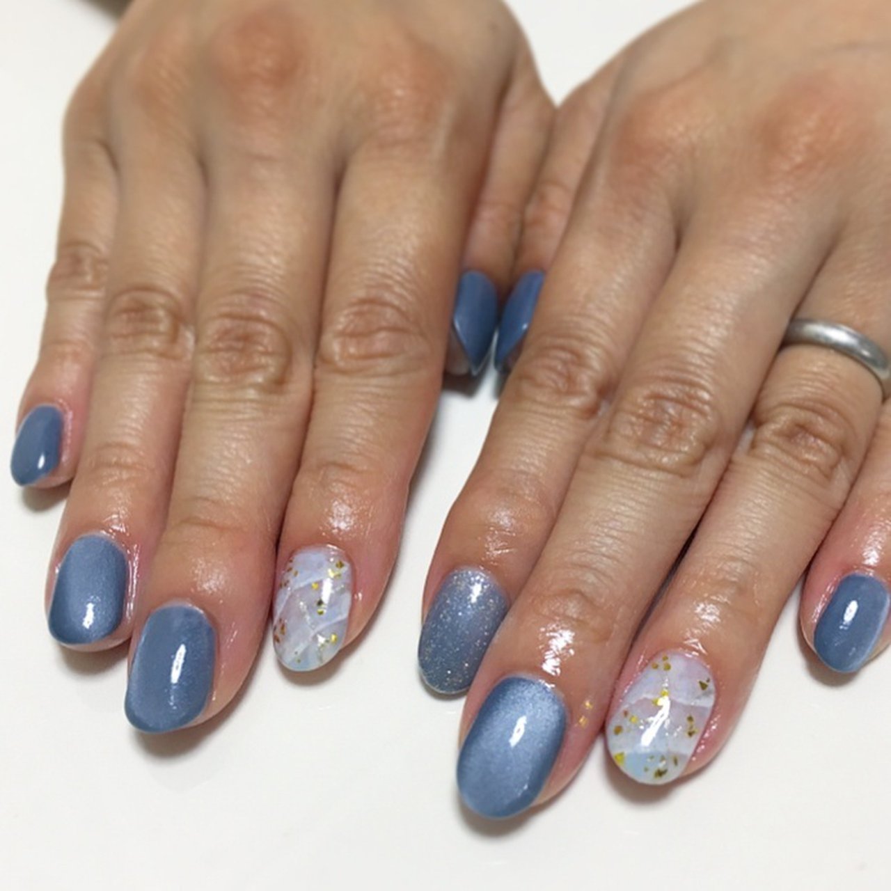 ハンド 水色 グレー お客様 Progress Nailのネイルデザイン No ネイルブック