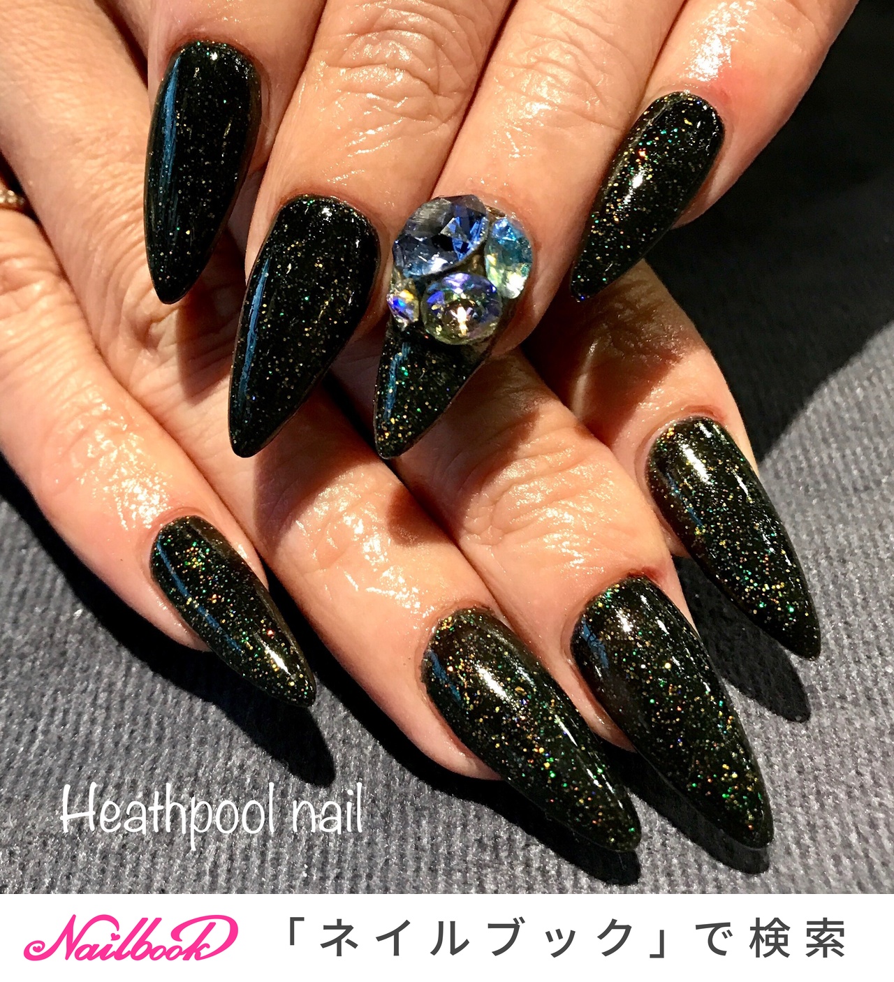 ネイル ブラックラメ☆ 1280_lc