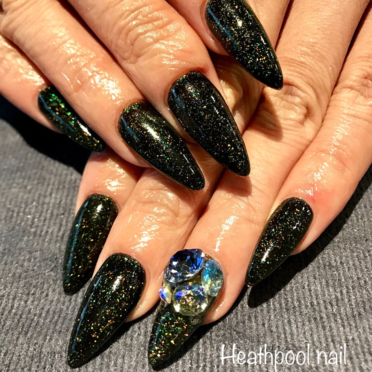 【激安大特価！】 ハンド/ビジュー/ラメ/ワンカラー/ブラック - heathpoolnailの ネイルカラー・マニキュア