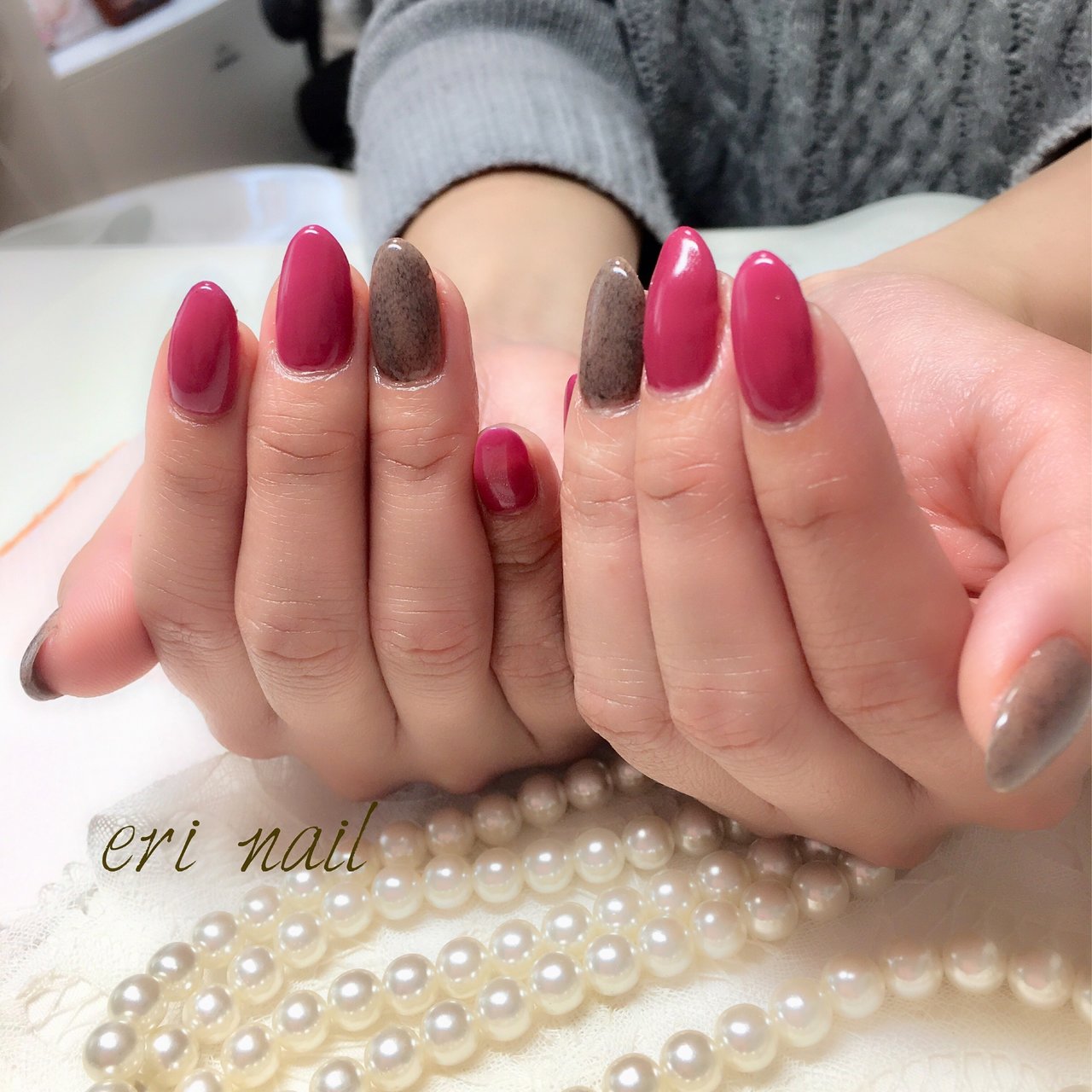 オールシーズン ハンド レッド ブラウン ジェル 名古屋市天白区 自宅ネイルサロン Eri Nailのネイルデザイン No ネイル ブック