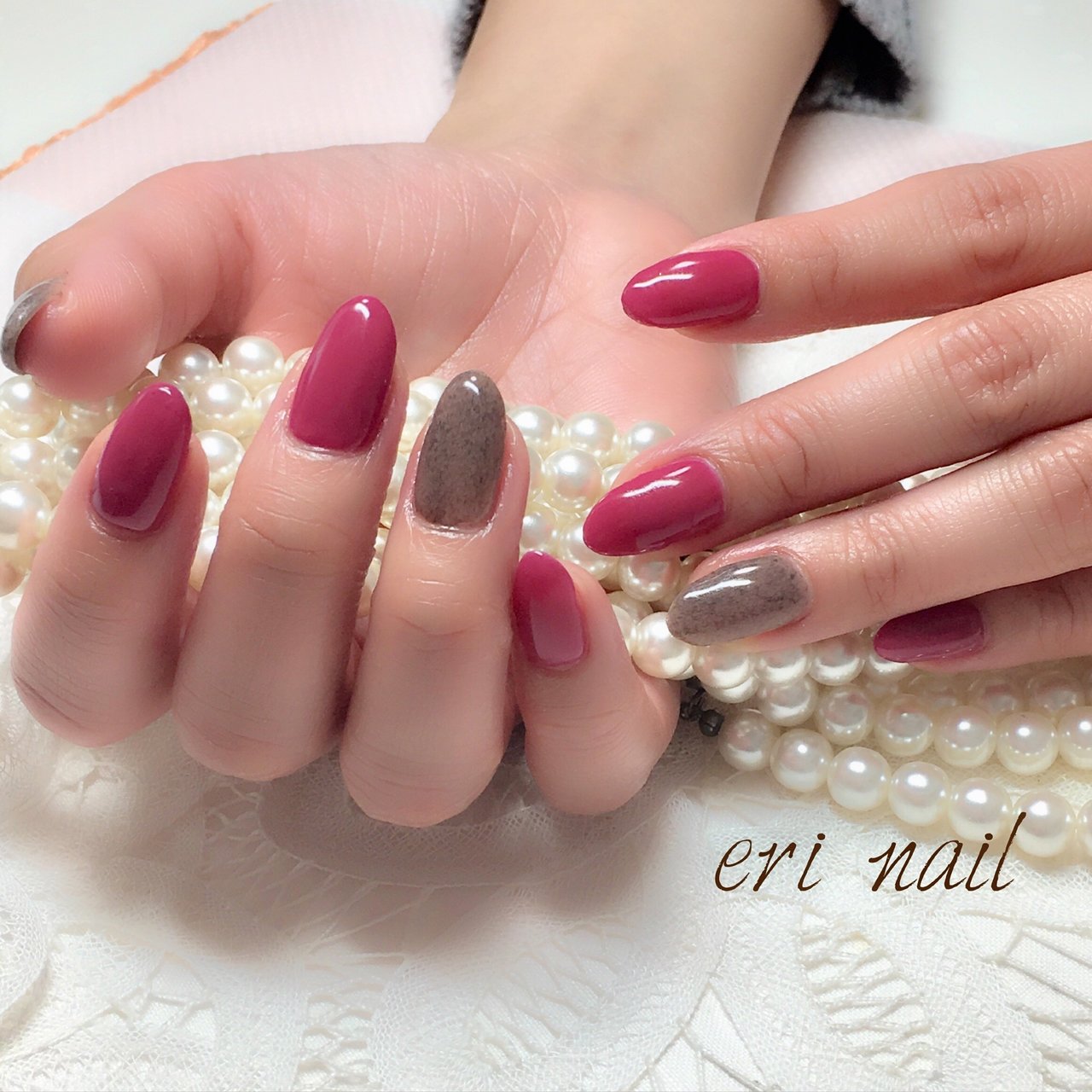 オールシーズン ハンド レッド ブラウン ジェル 名古屋市天白区 自宅ネイルサロン Eri Nailのネイルデザイン No ネイル ブック