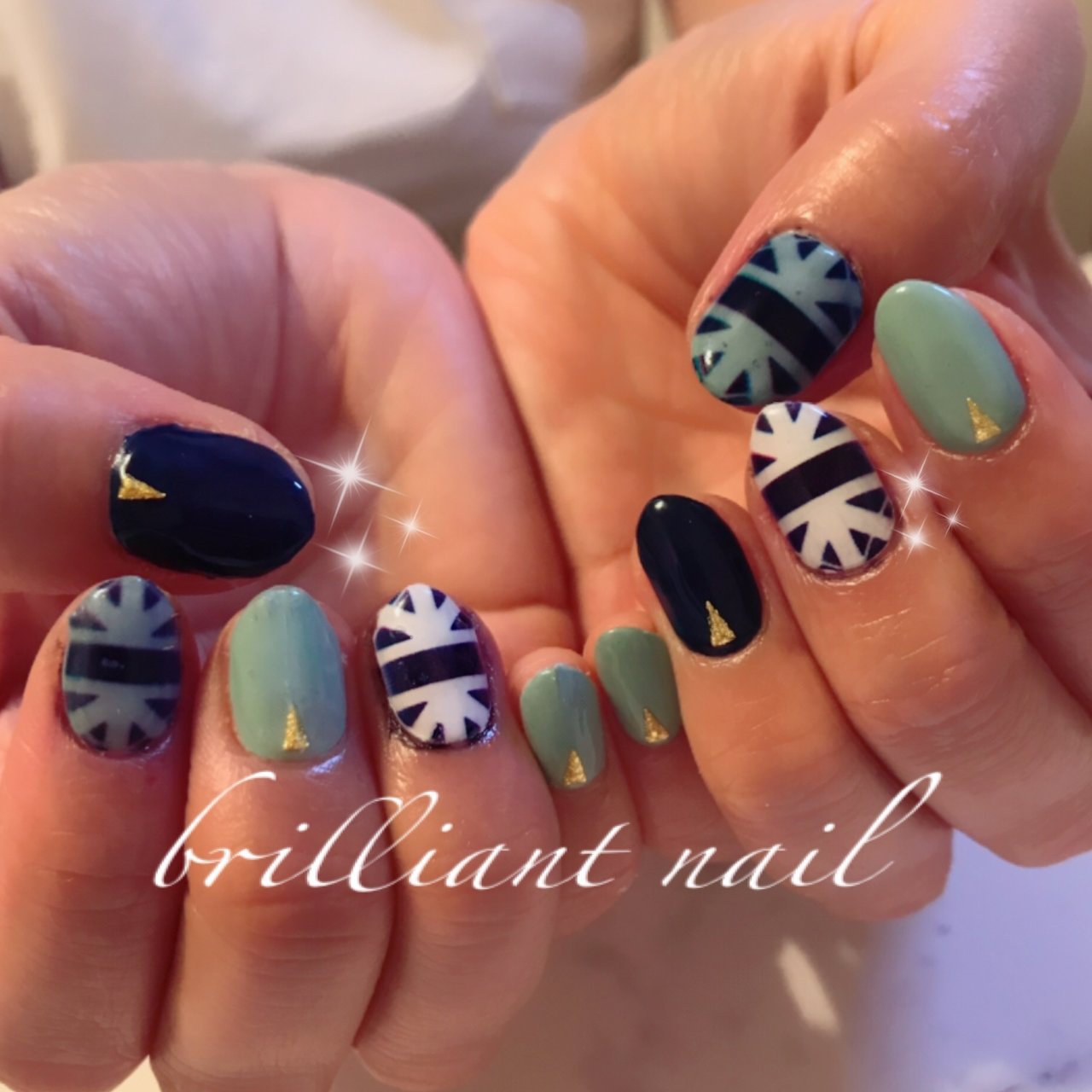 春 冬 ハンド ネイビー ジェル Brilliantnailのネイルデザイン No ネイルブック