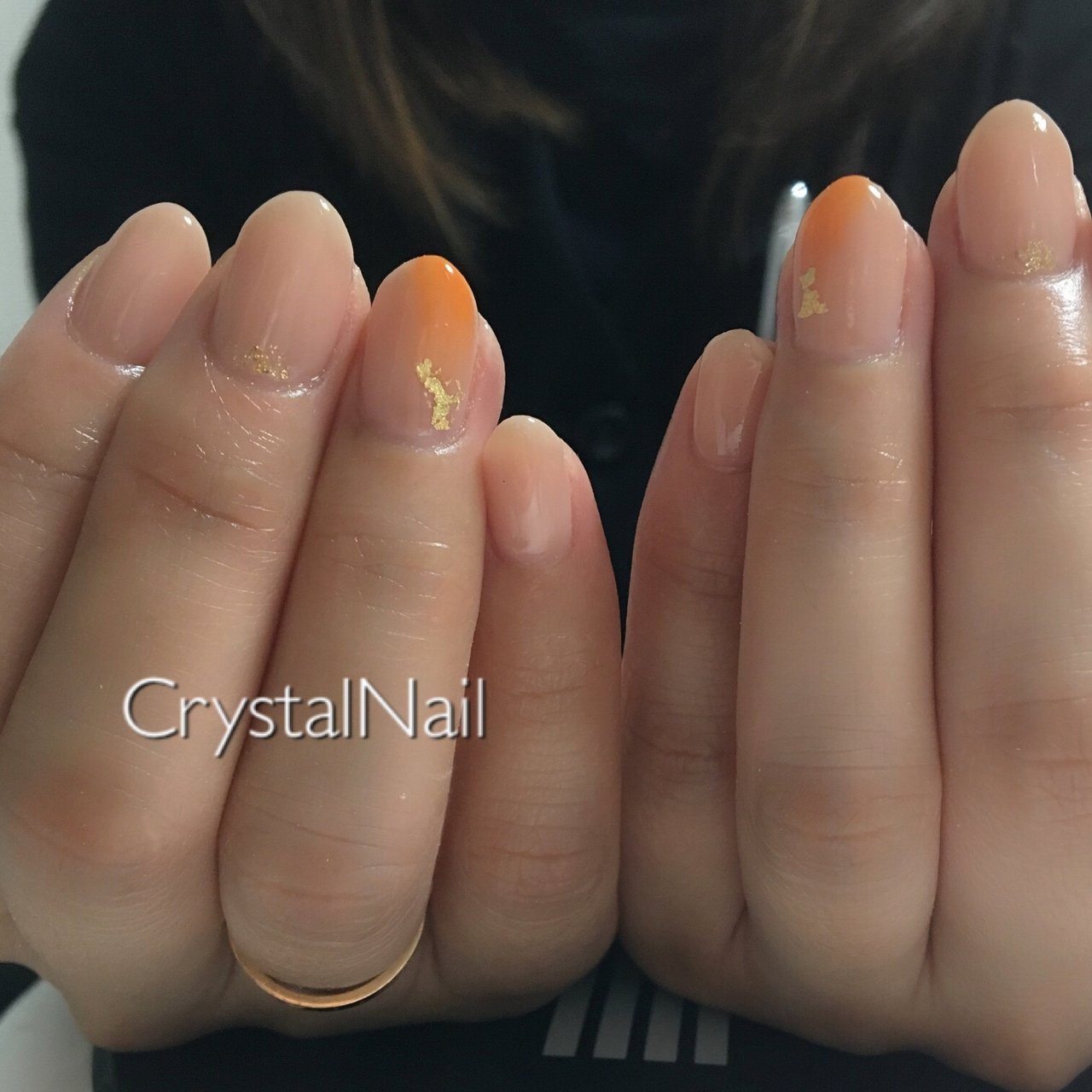 ベージュ オレンジ ブラウン Crystal Nailのネイルデザイン No ネイルブック