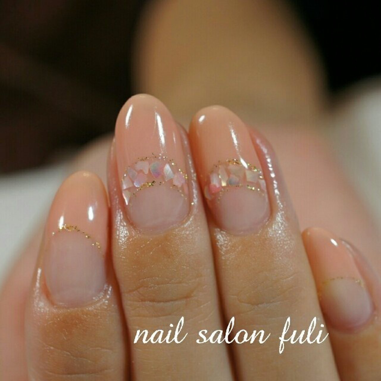 オールシーズン オフィス ハンド フレンチ ラメ Nail Salon Fuliのネイルデザイン No ネイルブック