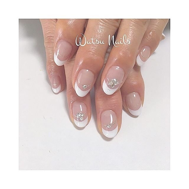 オールシーズン ブライダル パーティー ハンド フレンチ Watsunailsのネイルデザイン No ネイルブック