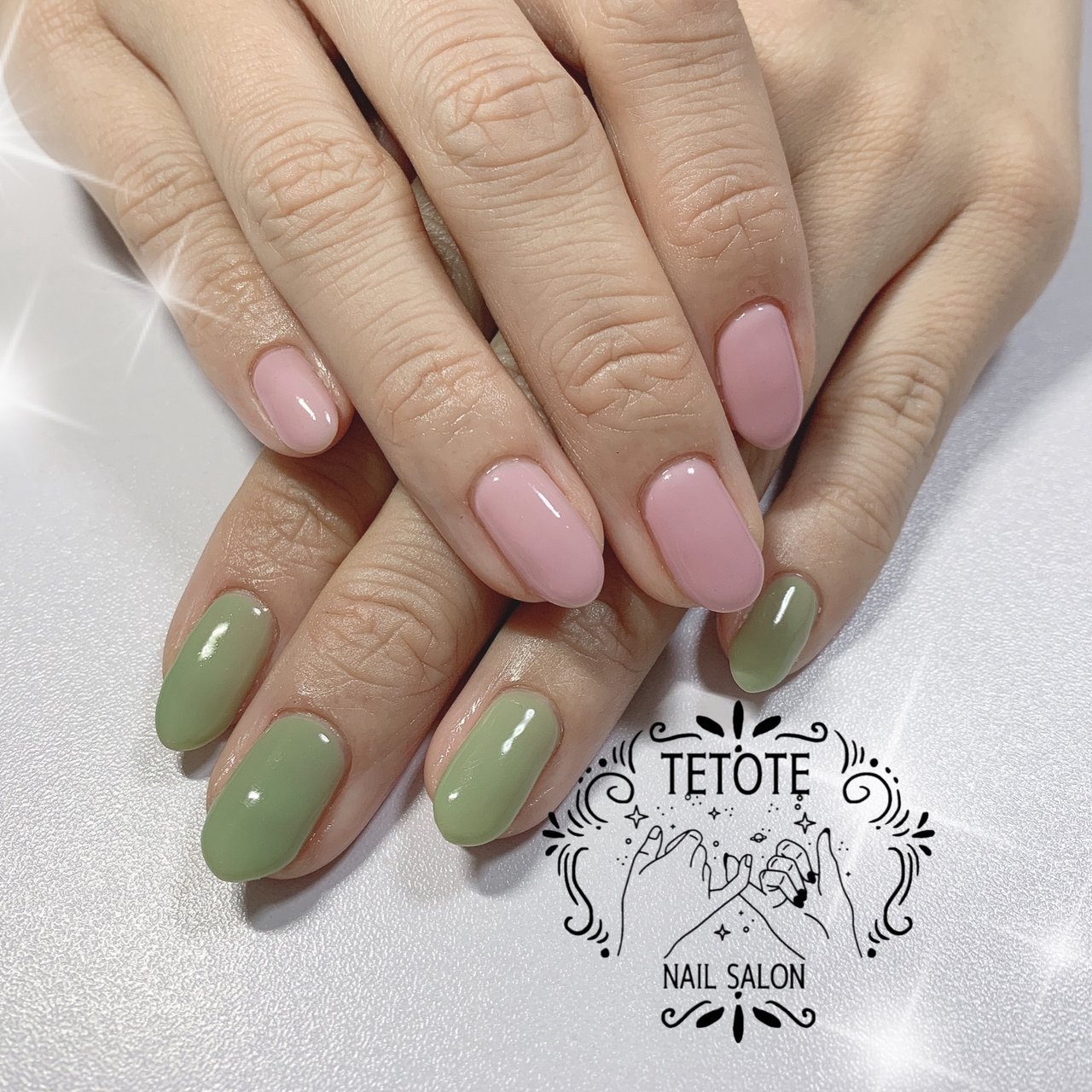 ハンド シンプル ワンカラー ピンク グリーン Nailsalon Tetoteのネイルデザイン No ネイルブック