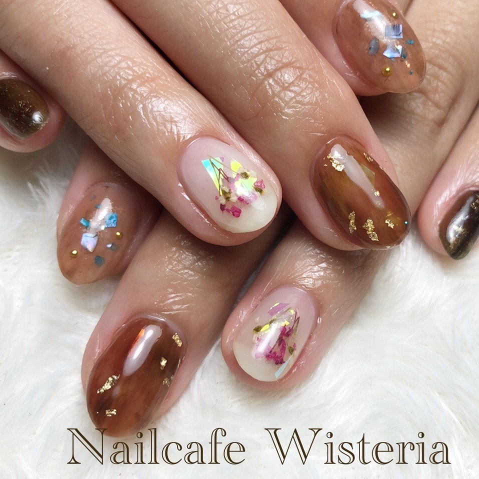 ベージュ ブラウン Nailcafewisteriaのネイルデザイン No ネイルブック