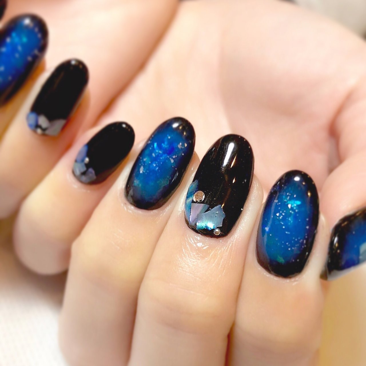 オールシーズン ハンド グラデーション ギャラクシー ネイビー Nailprimeのネイルデザイン No ネイルブック