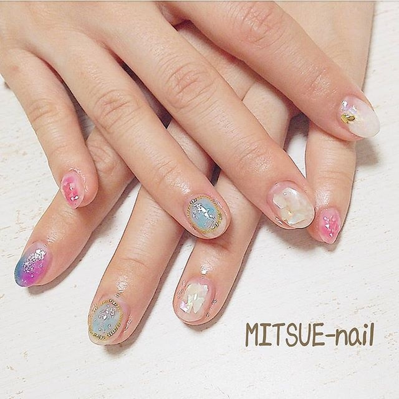 オールシーズン ハンド ショート クリア ピンク Mitsue Nailのネイルデザイン No ネイルブック