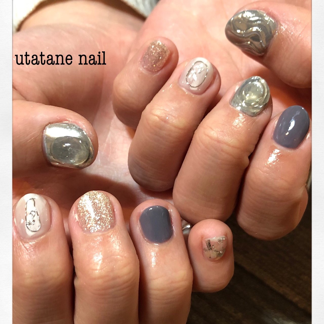 ハンド ニュアンス ホワイト グレー シルバー Nail Salonうたたねのネイルデザイン No ネイルブック