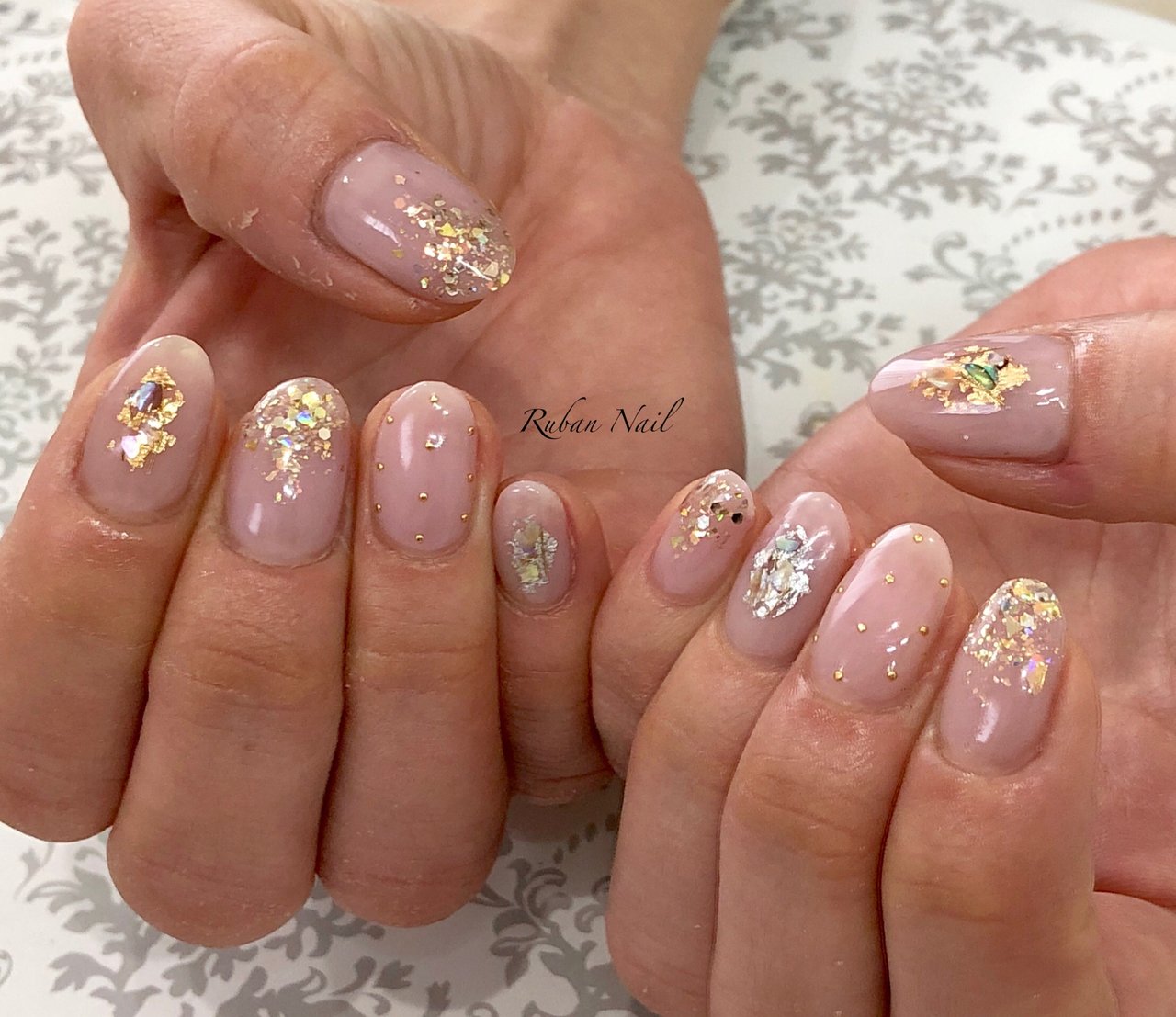 オールシーズン 女子会 ハンド ラメ ワンカラー Ruban Nailのネイルデザイン No ネイルブック