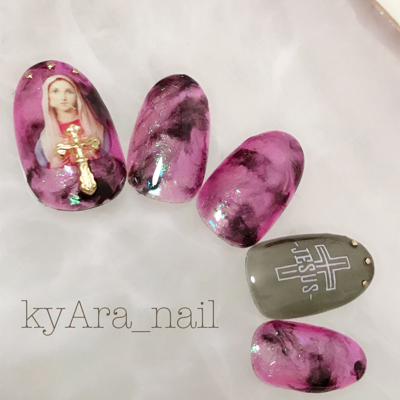 ハンド シースルー マーブル ロック ピンク Kyara Nailのネイルデザイン No ネイルブック