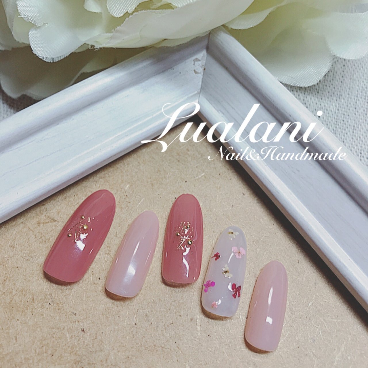 春 ハンド 押し花 ジェル ネイルチップ Lualani Nailのネイルデザイン No ネイルブック