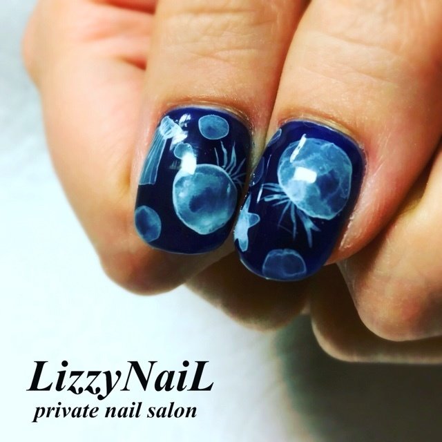 夏 冬 海 ハンド たらしこみ Lizzynailのネイルデザイン No ネイルブック