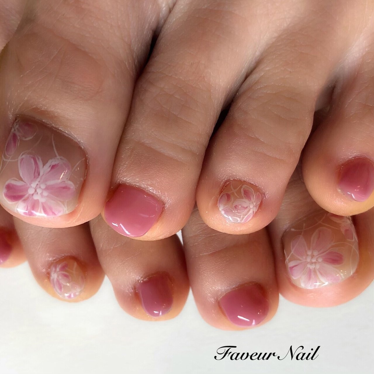 夏 オールシーズン フット ワンカラー フラワー Faveur Nailのネイルデザイン No ネイルブック