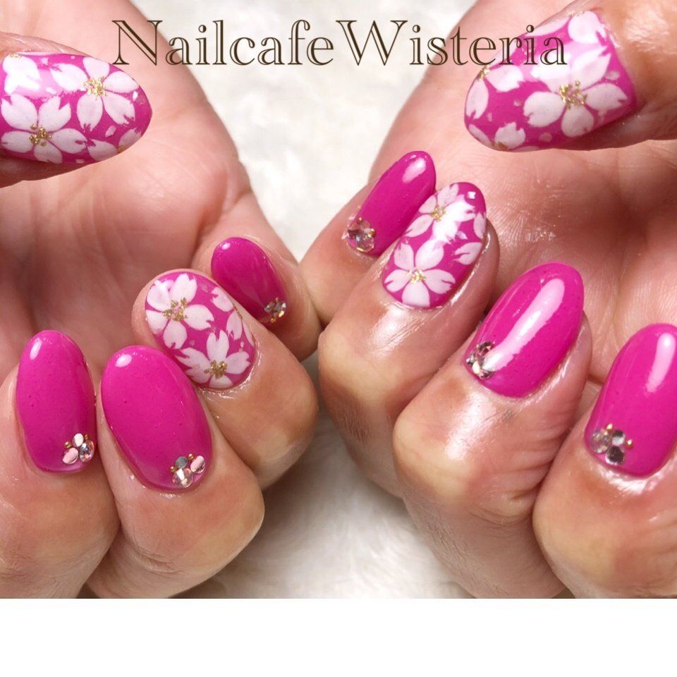 春 フラワー ピンク Nailcafewisteriaのネイルデザイン No ネイルブック