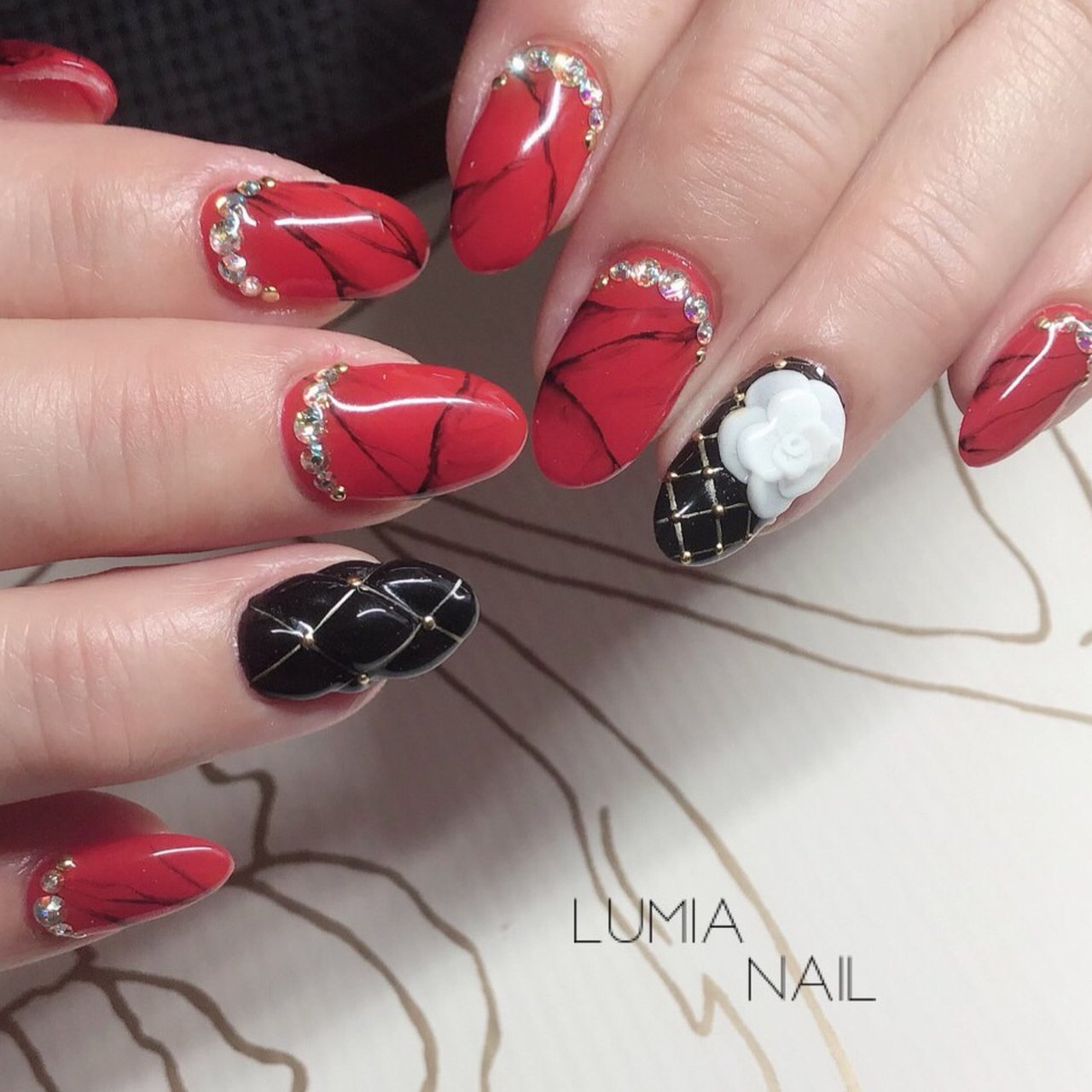 春 オールシーズン ハンド ビジュー ワンカラー Lumia Nailのネイルデザイン No ネイルブック