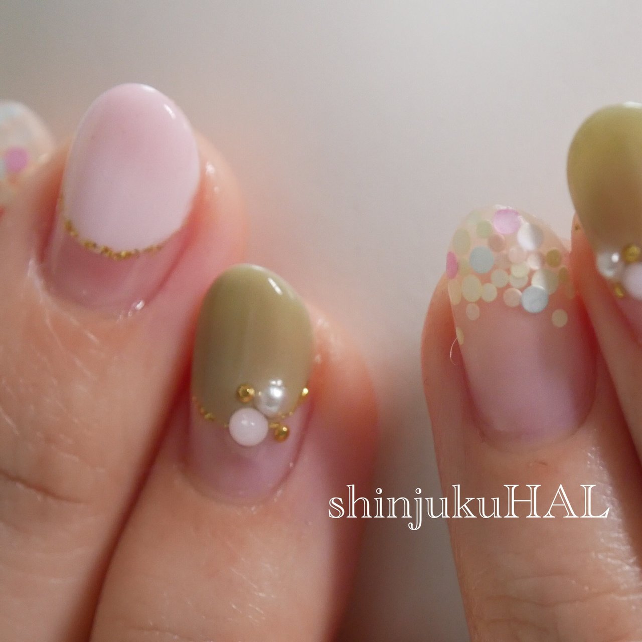 春 ピンク グリーン スモーキー わたなべまさみのネイルデザイン No ネイルブック