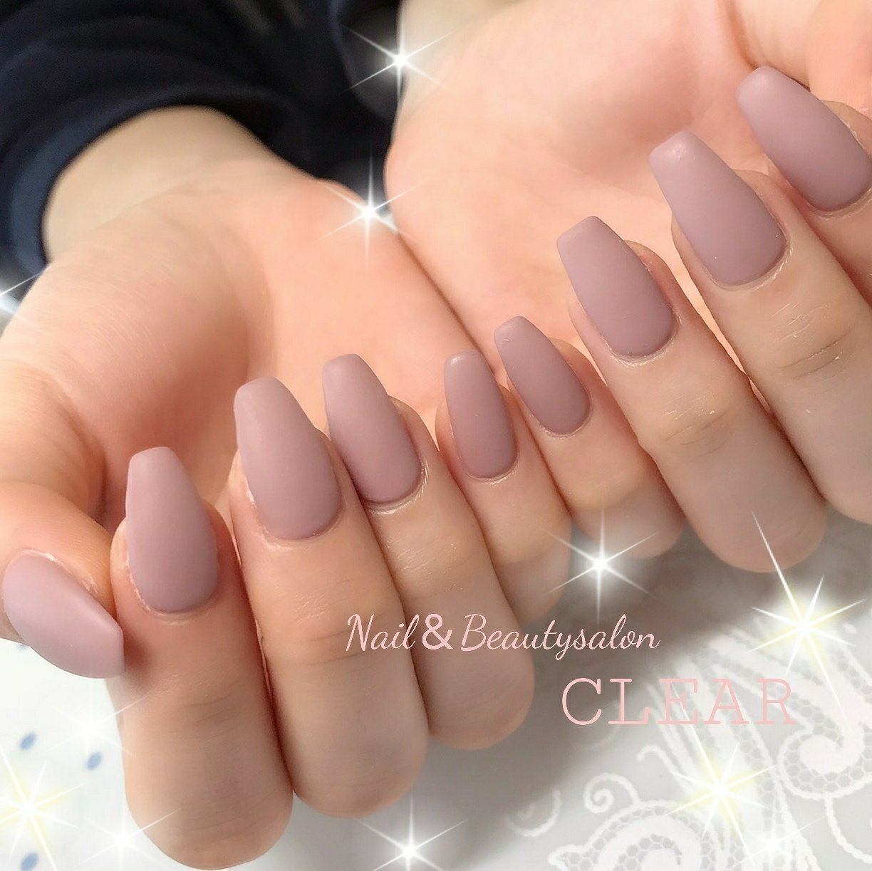 ハンド ワンカラー ロング ベージュ ピンク Clear Nailsalonのネイルデザイン No ネイルブック