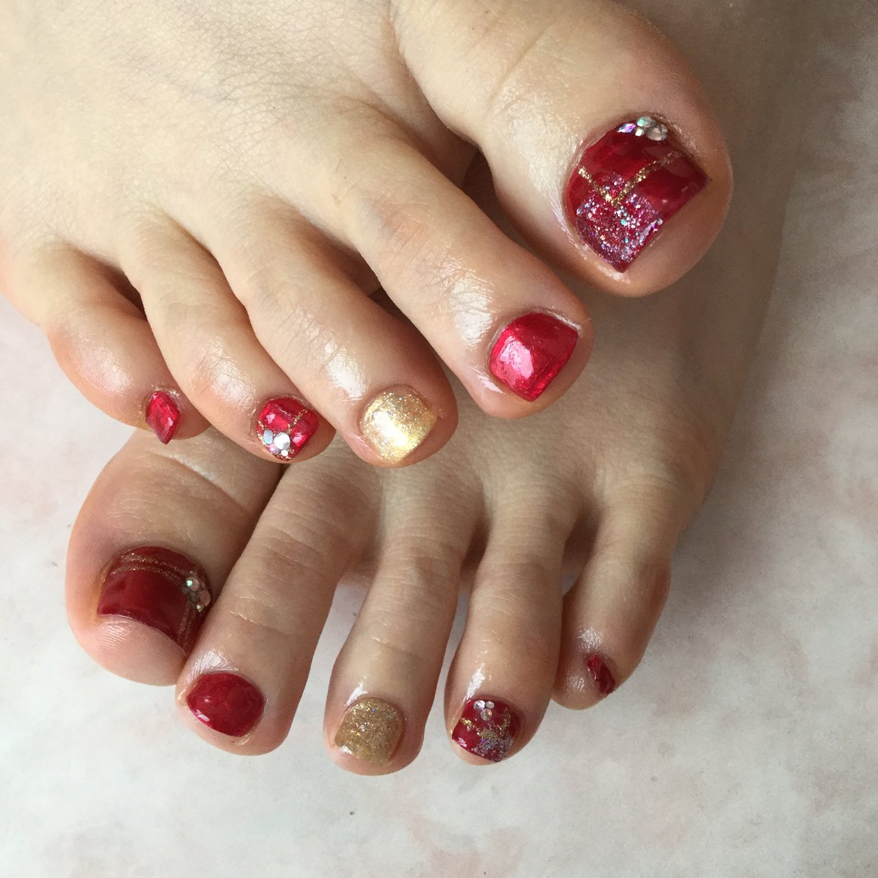 オールシーズン フット シンプル ラメ ショート Nailsalonroseの