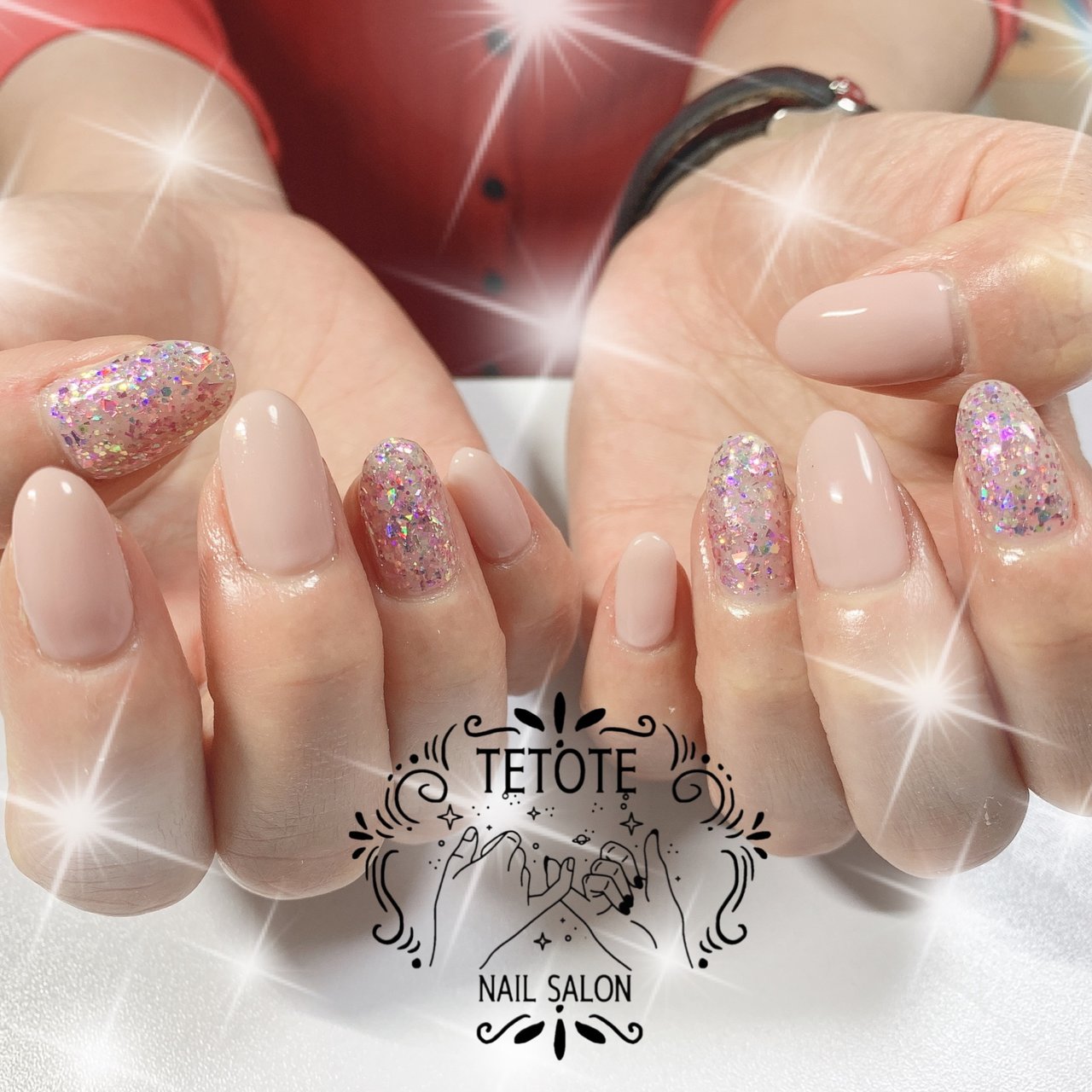 ハンド シンプル ラメ ベージュ ピンク Nailsalon Tetoteのネイルデザイン No ネイルブック