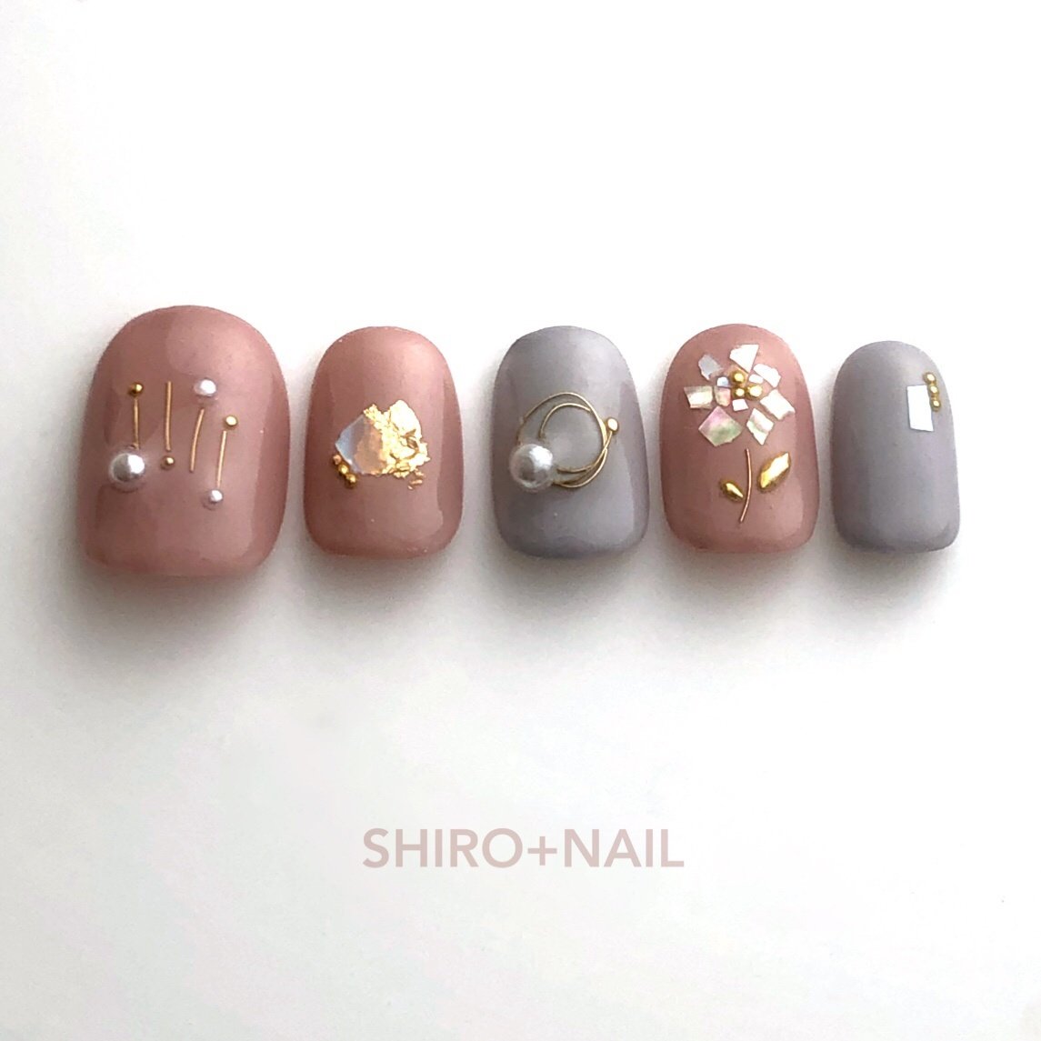 ピンク グレー スモーキー Shiro Nailのネイルデザイン No ネイルブック