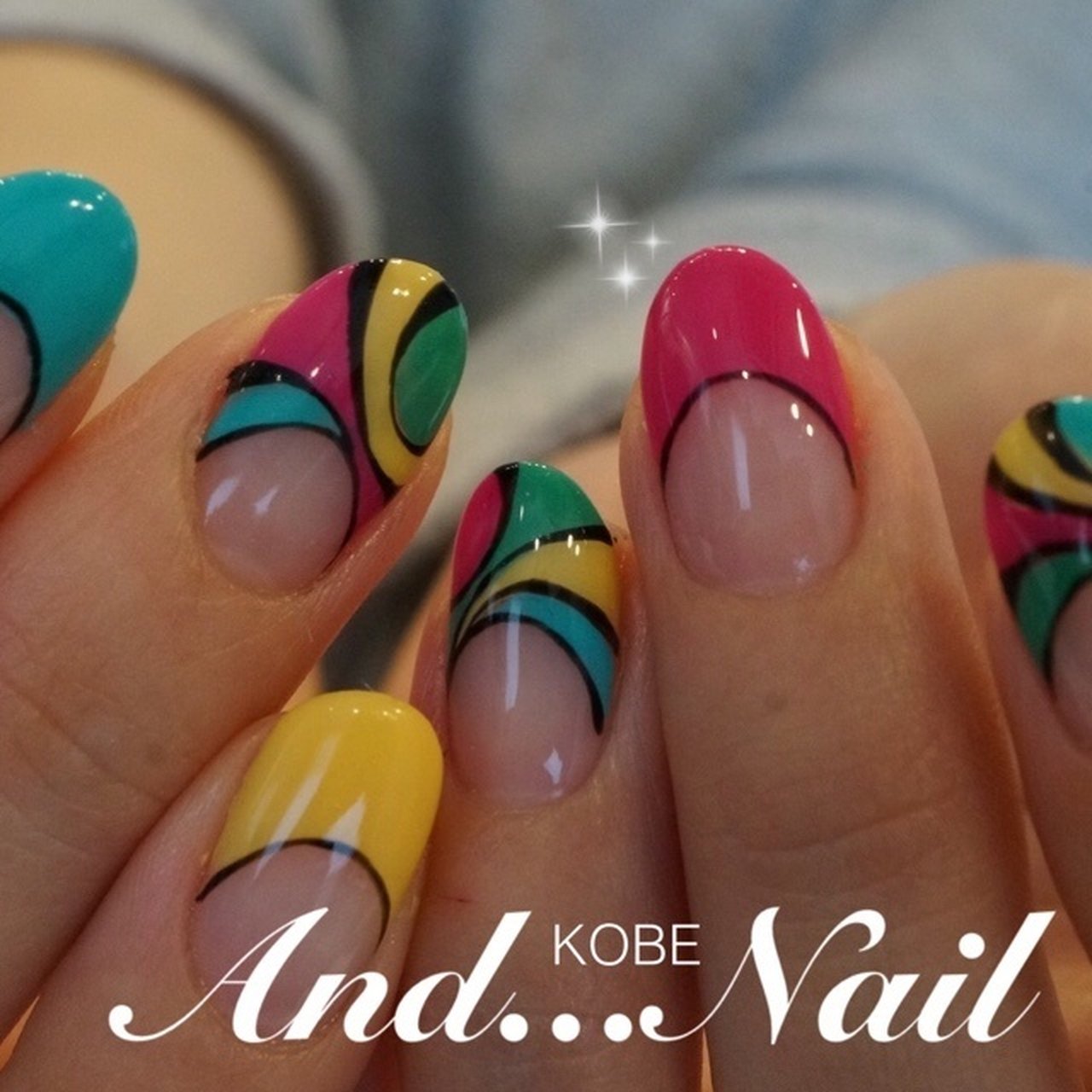 春 夏 ハンド フレンチ 変形フレンチ 白川麻里 神戸アンドネイルのネイルデザイン No ネイルブック