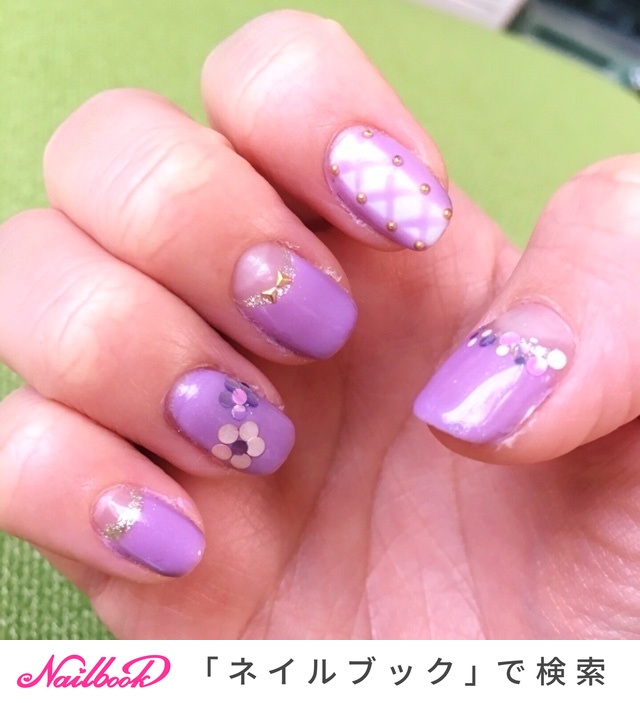 ハンド 変形フレンチ ホログラム レース ショート Yumi584のネイルデザイン No ネイルブック