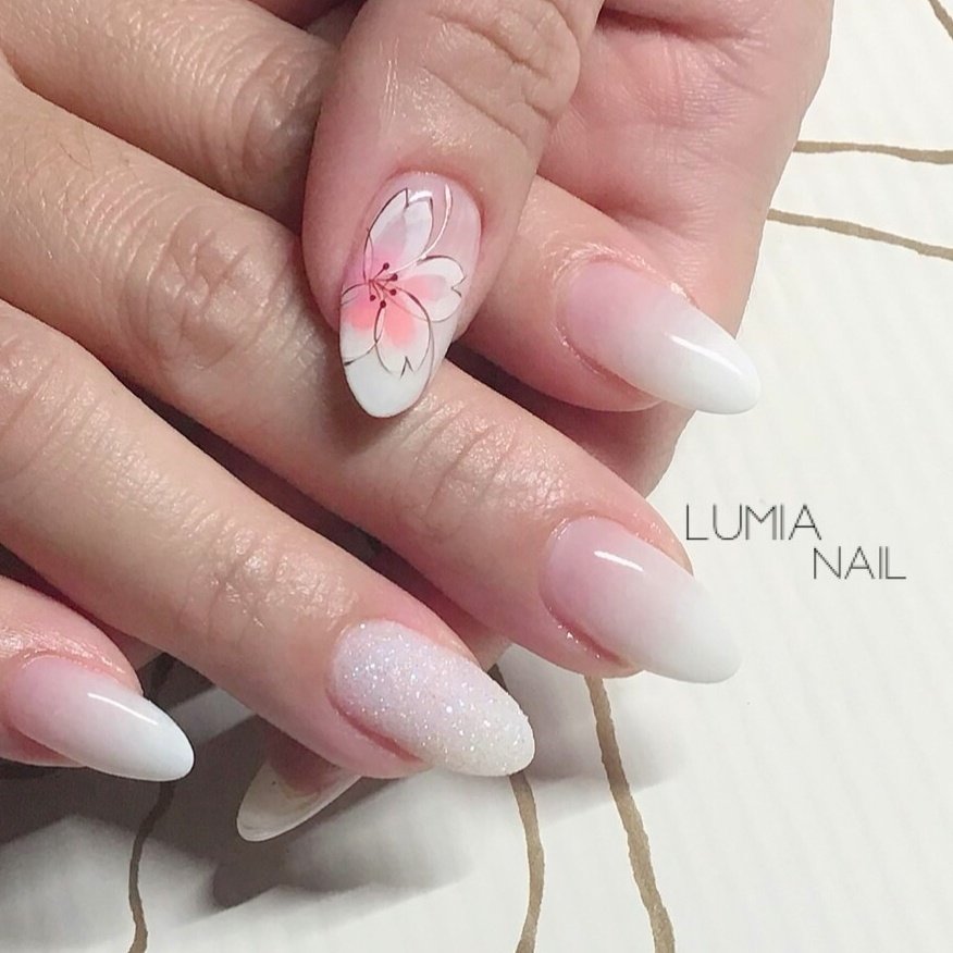 春 ハンド グラデーション フラワー ロング Lumianailのネイルデザイン No ネイルブック