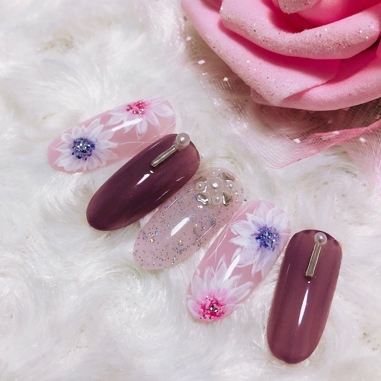 春 ハンド フラワー ベージュ ピンク Nailsalon Fleurのネイルデザイン No ネイルブック