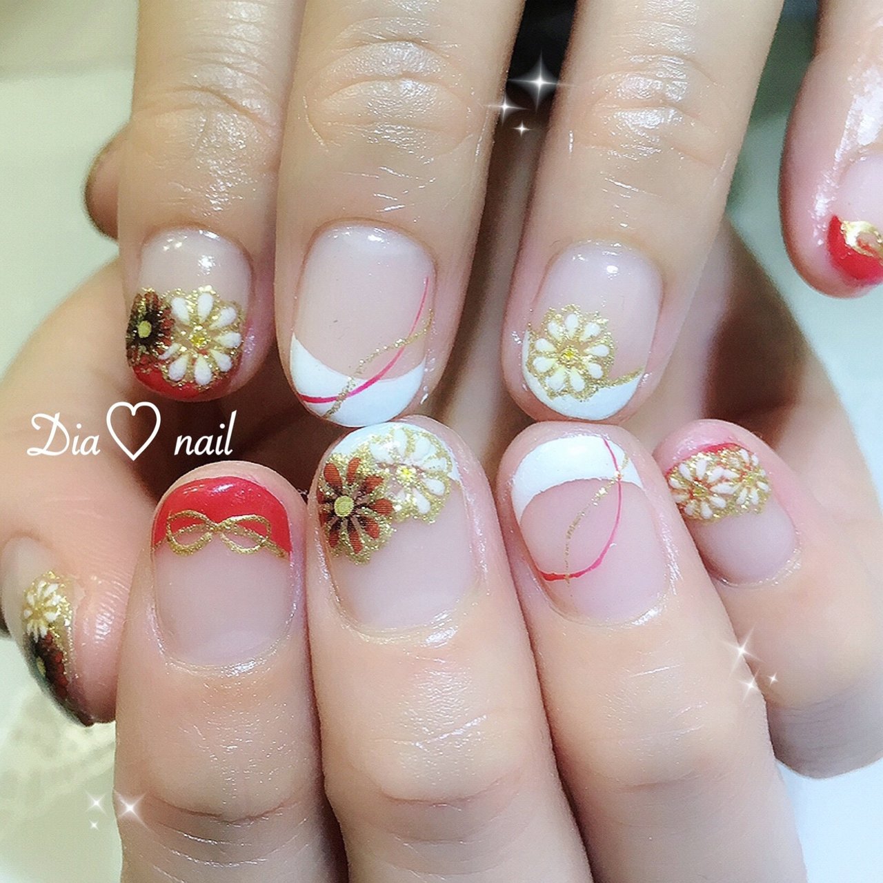 オールシーズン お正月 成人式 ブライダル ハンド 自宅サロンdia Nailのネイルデザイン No ネイルブック