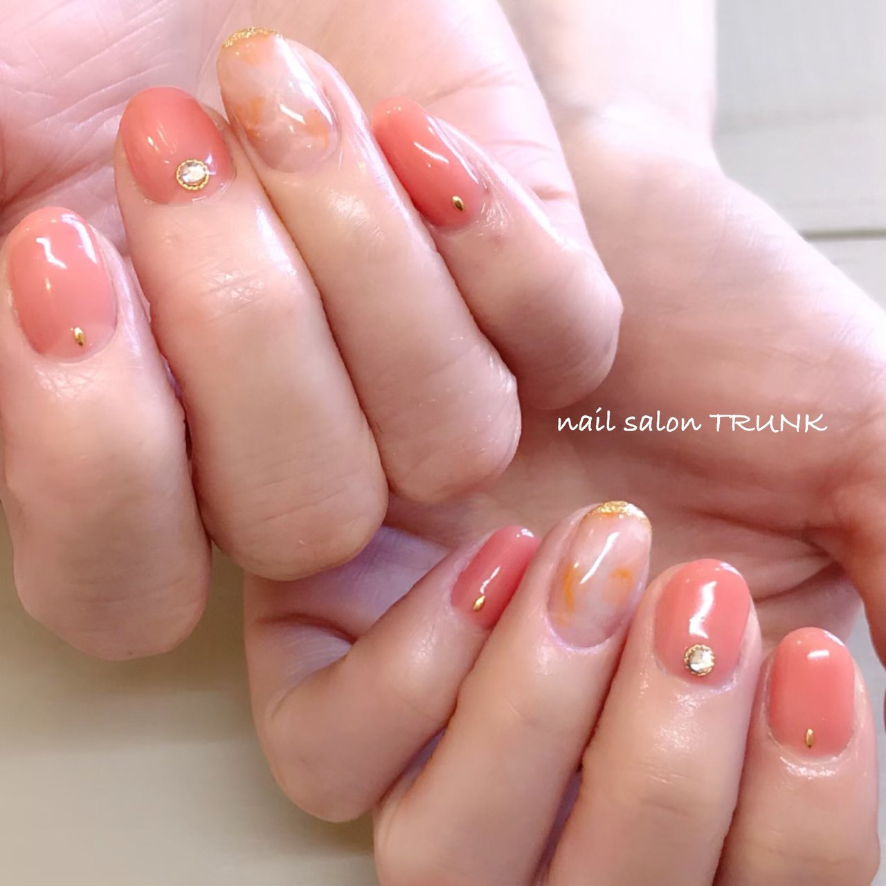 春 ハンド シンプル マーブル ショート Nail Trunkのネイルデザイン No ネイルブック