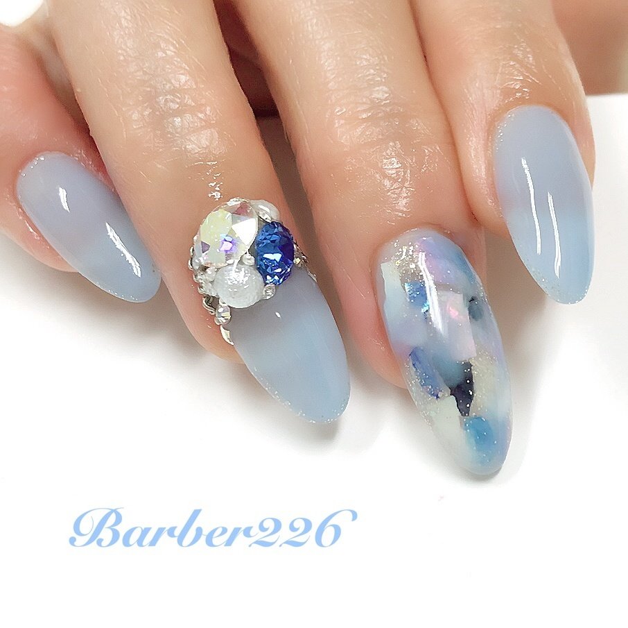 春 夏 オールシーズン 水色 ブルー Barber226 Nailのネイルデザイン No ネイルブック