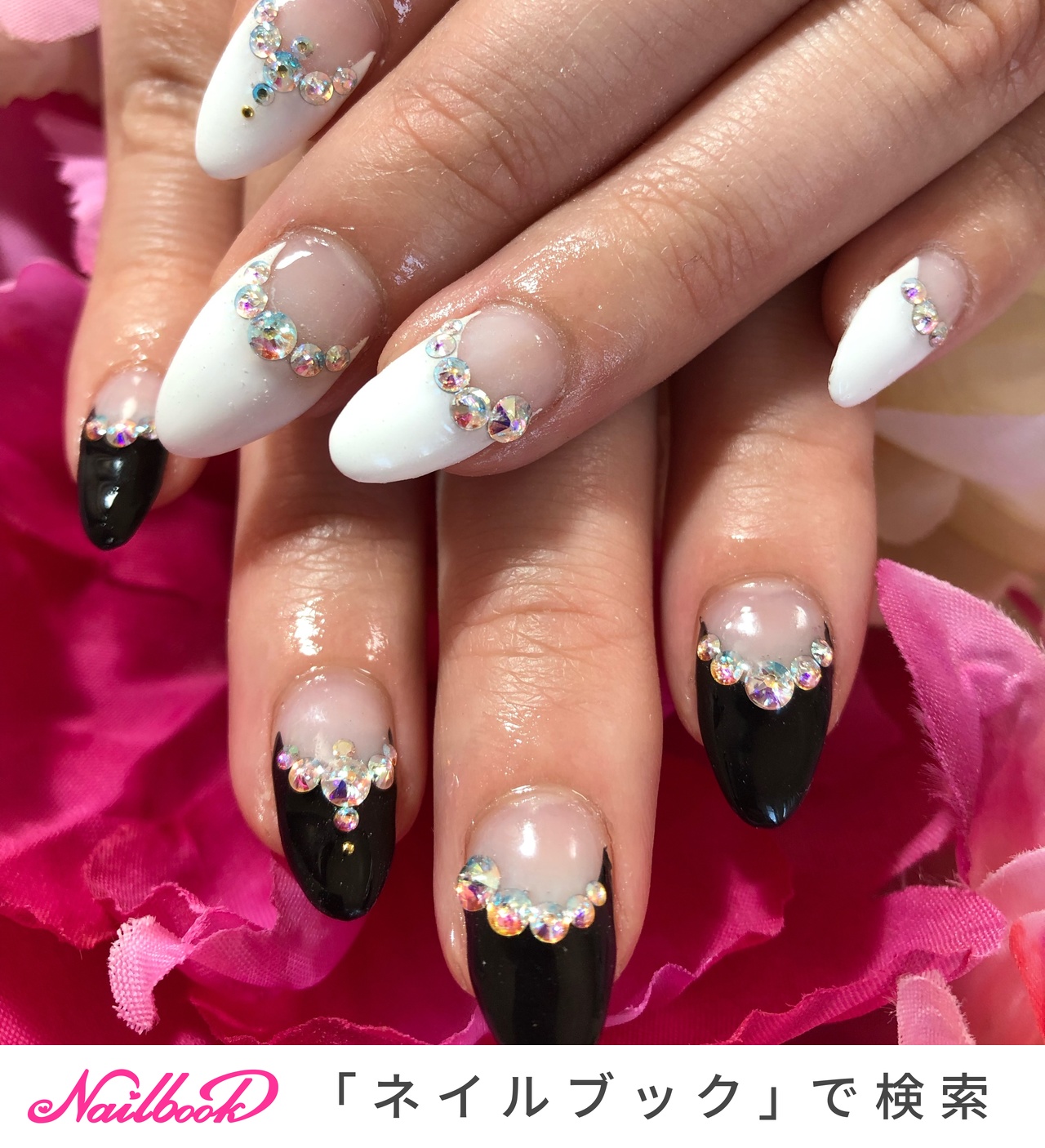 オールシーズン ハンド フレンチ ミディアム モノトーン たまごのネイルデザイン No ネイルブック