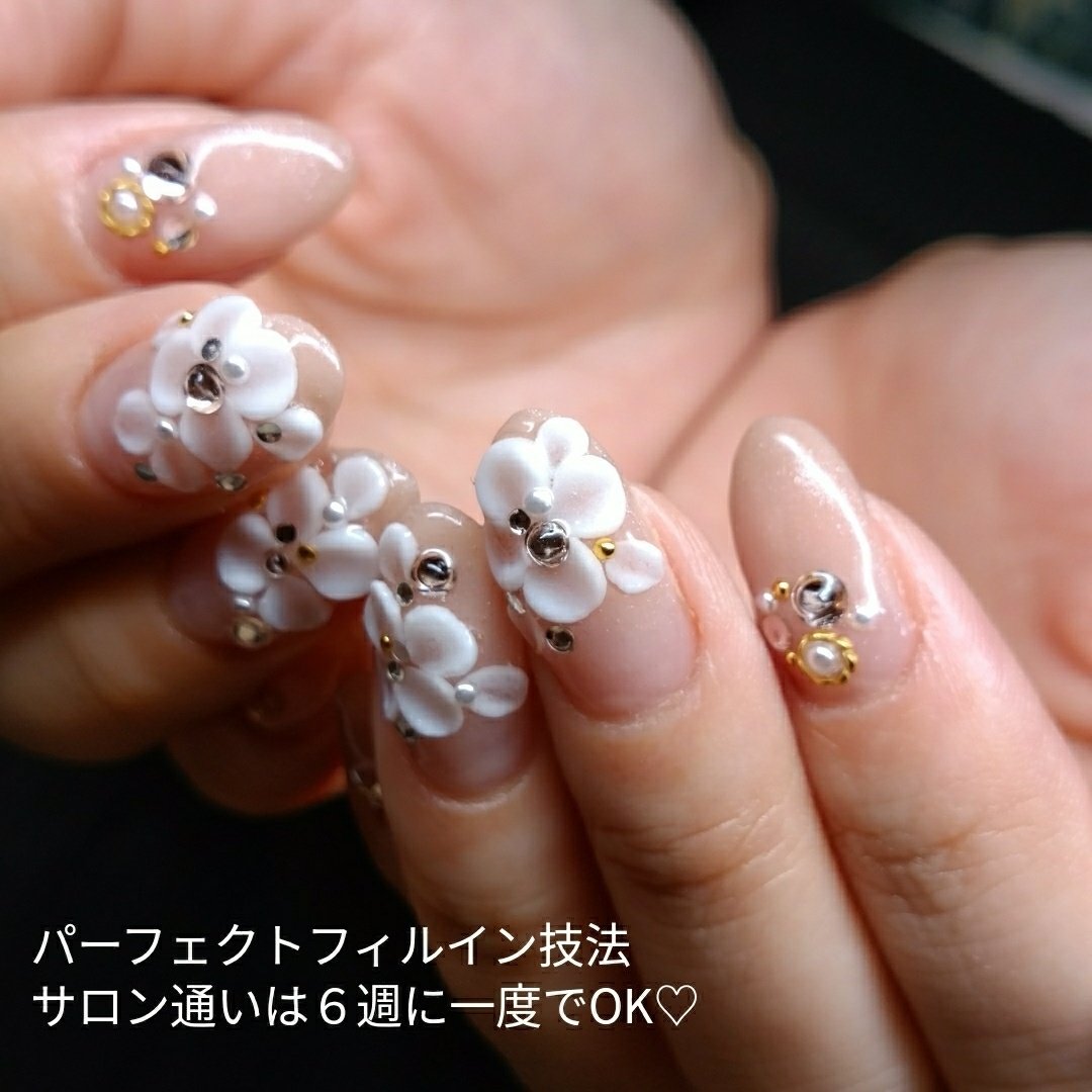 オールシーズン ハンド グラデーション 3d ミディアム アンジェリ花nailsalon Schoolのネイルデザイン No 4051914 ネイルブック